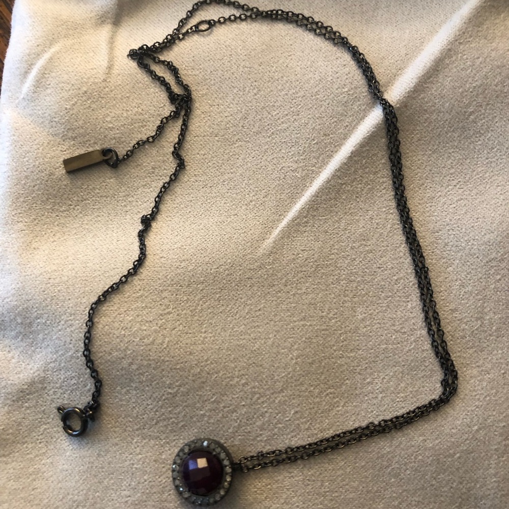 Adornia Echo Round Halo Pendant Necklace in Ruby